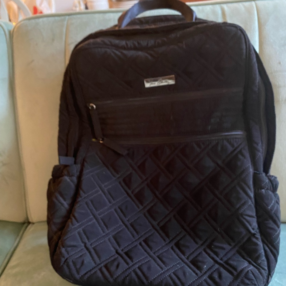 Vera Bradley Large Size Blk Quilted Microfiber Backpack